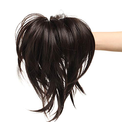 Bendable Claw Ponytail With 3 Bendable Metals Messy (12",Dark Brown) T1323