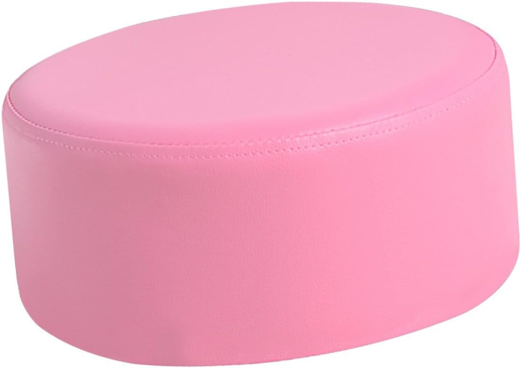 Operitacx Non-Slip Footstool Pink 28x28x13cm Lightweight Pu Leather Small Round Stool for Household Step Stool and Seat for Bathroom Or Kitchen Use