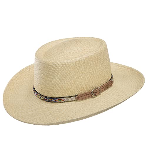 ULTRAFINO Brentwood Western Straw Hat with Leather Hatband Small Natural
