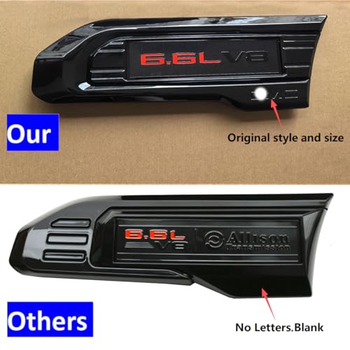 Image of 2pack OEM 2020-2023 6.6L V8 Vent Emblem Right Left 3D Nameplate Badge Replacement for Sierra 2500HD 3500HD 84586295 84586296 (Gloss Black)