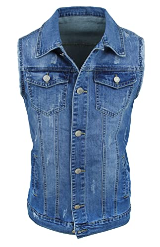 Chaleco vaquero hombre azul slim fit talla grande 4XL que estiliza