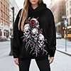 Generic Women's Hoodie with Skull and Rose Print - Gothic Style Hooded Sweatshirt with Skulls and Thorns | Dark and Romantic Sweatshirt for Women, XXL #1
