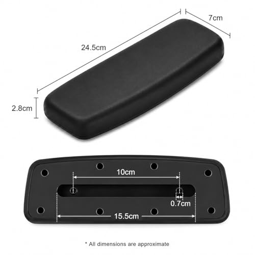 Image of Bromine Office Chair Arm Pad Replacement- Adjustable Handle Pads, Ergonomic Comfort, Universal Fit, Includes 4 Screws, Compatible with Most Revolving Chairs Durable Spare Parts (Soft 2D PAD)