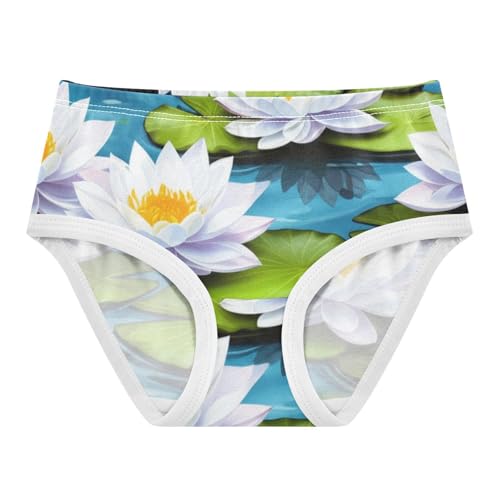 Toddler Underwear Custom 2t Cotton Panties Little Girl Colorful Underpants Briefs Elegant White Lotus Flowers