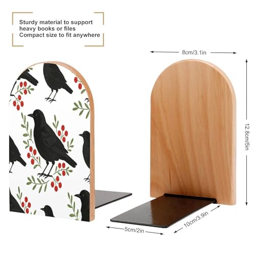 Sujetalibros de madera resistente con diseño moderno de pájaro 3
