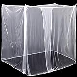 Mindsoft 4 Corners Mosquito Net for Mosquiteros para Camas Bed Canopies Netting Bed Drapes Rectangular Mosquito Mesh for Camping Home Outdoor Travel(White,L75 X W79 X H67 Inch,Opening)