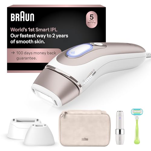 Braun Smart IPL, Skin i·Expert Pro 7: at Home Laser Hair Removal for Women and Men, Permanent Visible Hair Reduction, with Free App, Vanity Case, Venus Razor, 2 Smart Heads, Facial Trimmer, IPL7219