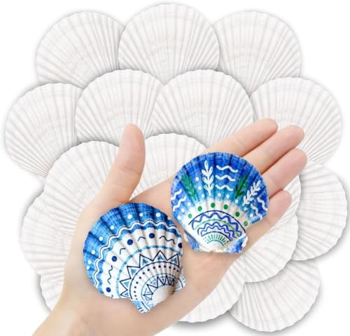 36PCS Natural Scallop Shells for Crafts 2-3 in White Seashells for Paint