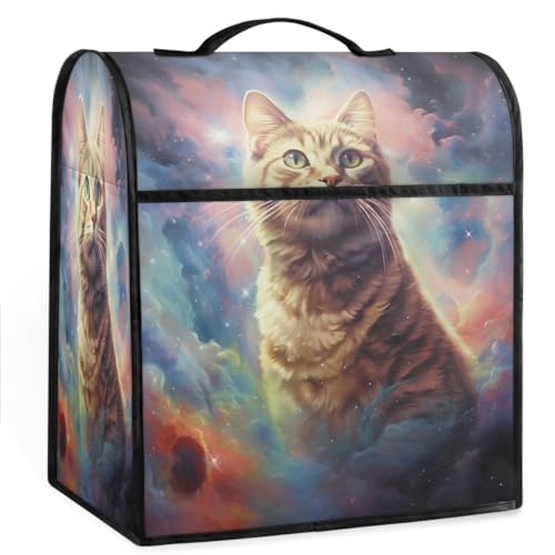 Coffee Maker Cover Galaxy Cat Cute Kitchen Appliance Covers Small Appliance Covers Blender Cover Juicer Cover Dust Covers for Kitchen Appliances with Top Handle and Pockets,Washable,B452