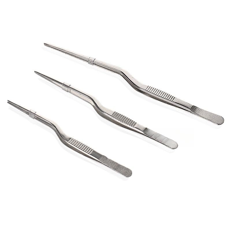 Curved Serrated Stainless Steel Tweezers for Tissue Culture and Hydroponics - Laboratory Precision Tools(20cm)