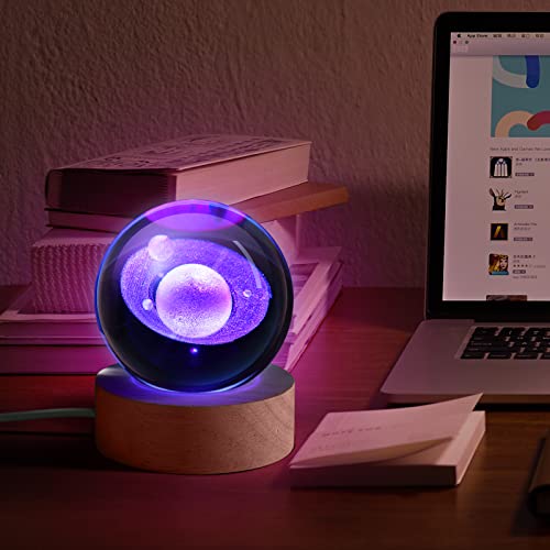 Janarary 3D Galaxy Crystal Ball Night Light For Kids With Colorful Led Light Base, Color Changing Light With Remote As A Birthday Gift For Teens Boys And Girls, Planet Model #TOP5