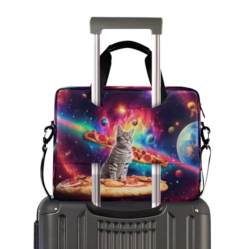Bolso Maletín para Laptop Galaxy Space Pizza Cat con Correa miniatura 2