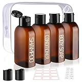 Decorniqu Travel Bottles for Toiletries 4pcs 100ml Leak Proof Travel Size Toiletries TSA Approved Travel Shampoo and Conditioner Bottles Reusable Travel Kit Plastic Squeeze Bottles with Flip Cap