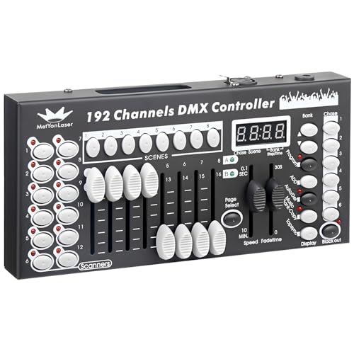 Controlador DMX, consola DMX, consola DMX512 de 192 canales, panel de control para editar el programa de iluminación de escenario (negro)