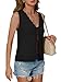 COCCKO Spring Outfits For Women 2025 Sleeveless V Neck Tank Tops Crochet Eyelet Tie Front Sweater Vest