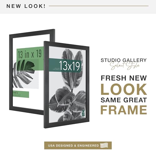 MCS Studio Gallery 13x19 Picture Frame Black Woodgrain, Rectangle Photo Frame for Photos, Posters & Art Prints (2-Pack)