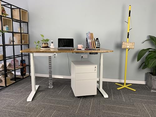 Image of VJ201-S3 Electric Height Adjustable Sitting Standing Desk Frame Only /Sit Stand - Dual Motors 3 Segment Motorized Desk Base Only,White