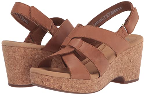 Clarks Giselle Beach Wedge Sandal, Tan Leather, 10 Medium #TOP7