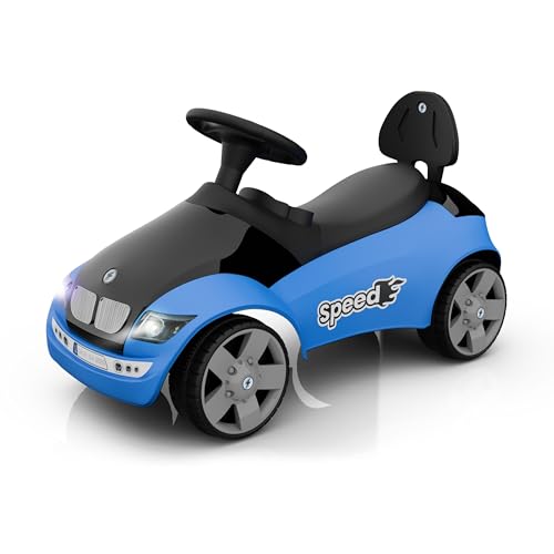 kidsROAR Baby Car - Push Ride On | Premium Push Toy with Music, Front & Rear Lights, 3D Colorful Lights, Supports Up to 100kg Car for Kids 1 Year to 5 Year (Blue)