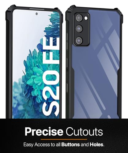 Image of WOW IMAGINE Shockproof Clear Protective Back Case for Samsung Galaxy S20 FE | S20 FE 5G - AirEDGE Technology | 360 Degree Camera Protection | Transparent Hybrid Back Case Mobile Cover - Black