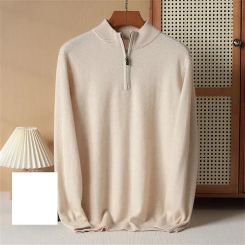 Men's Cashmere Knitted Sweater with Half High Neck Zipper Winter Warmth Pullover Solid Color Cashmere Top2