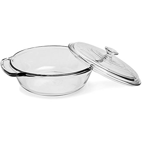Anchor Hocking 2 Quart Round Glass Casserole Baking Dish, Medium Cover