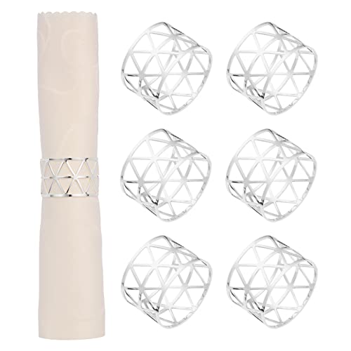 Davifina Napkin Rings Set Of 6, Hollow Out Napkin Rings Holder For Halloween Christmas Wedding Dinning Table Decor Favor （Silver） #TOP3