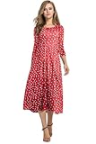 HOTOUCH Women Red Heart Printed Dress Swing Dresses for Women Below Knee Length Dress Red Heart XXL