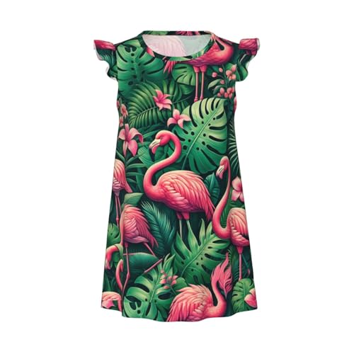 Augenstern Flutter Sleeve Nightgown Tropical-Summer-Flamingo-Floral Soft Sleepwear Nightdress