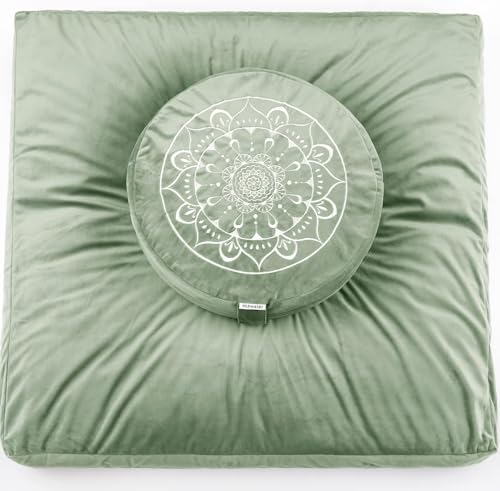 Hihealer Großes Meditationskissen und Zabuton-Matte Set – Meditationskissen und...