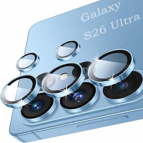 Image of FabeKee Tempered Glass Camera Lens Protector For 9H Hardness, Full Coverage Anti Scratch Camera Metal Ring (S26 Ultra 5G blue)