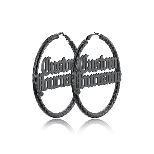 Classic Black/18K Gold Plated/Stainless Steel Hoop Earrings for Women 20mm/30mm/40mm/60mm/80mm Oversized Hypoallergenic Chunky Tube Hoops Rounded Loop Earrings Come with Box 01.Black Cube Tw