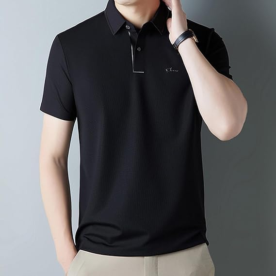 Shirts for Men, Polo Shirt, Fashion Casual Golf Shirts, Slim Fit Short Sleeve Button Polo (4XL,04)