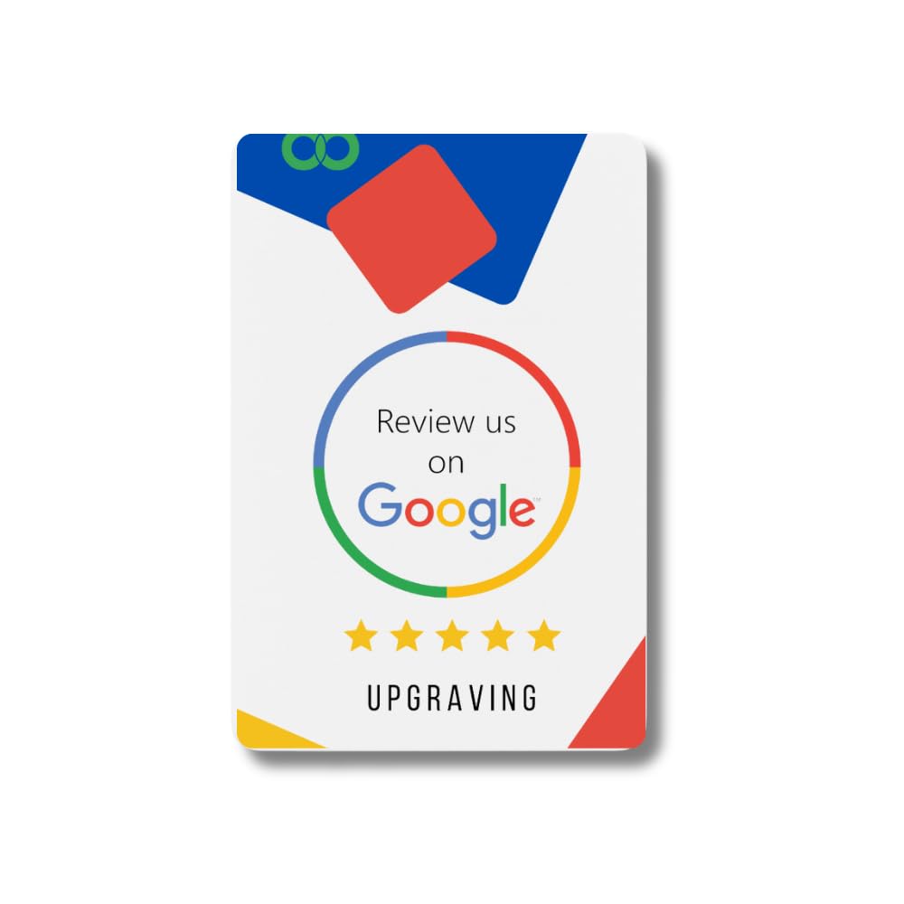 Upgraving Google Review Card with NFC and QR Code, Business Review Collection Tool, iPhone and Android Compatible, White