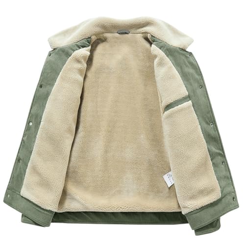 XYGJZ Men's Corduroy Jacket Sherpa Lined Turn-Down Collar Trucker Jackets2