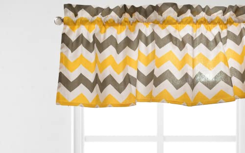 Crabtree Collection Kitchen Window Valances Kitchen Curtains Yellow Grey Chevron Home Window Valance Curtains (16x60)