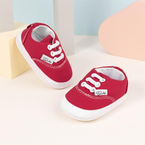 Image of Infant Baby Boys Girls Canvas Sneaker Toddler Slip On Anti Skid Newborn First Walkers Candy Shoes for 0-18 Months