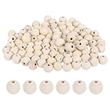 QUARKZMAN 300Pcs Cuentas De Madera De 12mm, Cuentas De Madera Naturales Sin Acabar Cuentas Redondas De Madera Para Pulseras Joyería Para El Cabello Manualidades DIY Guirnaldas