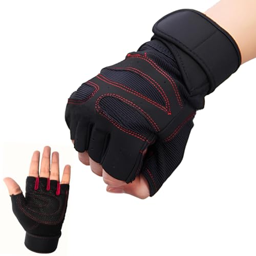 Image of PulseITGripGloves Weightlifting Gloves for Men & Women | 12-Inch Wrist Wrap Support & Anti-Slip Padded Palm | Gym Gloves for Workout, Powerlifting, Strength Training & Heavy Lifting | Black, M