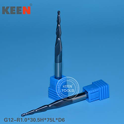 5Pcs Tungsten Carbide Taper End Mill Tool, HRC55 Ball Woodworking Bit Router for 3D Relief (G1)