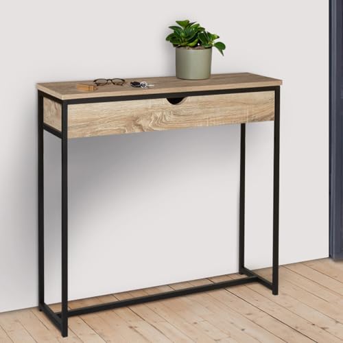 Console DETROIT industrielle bois/métal 90 cm IDMarket
