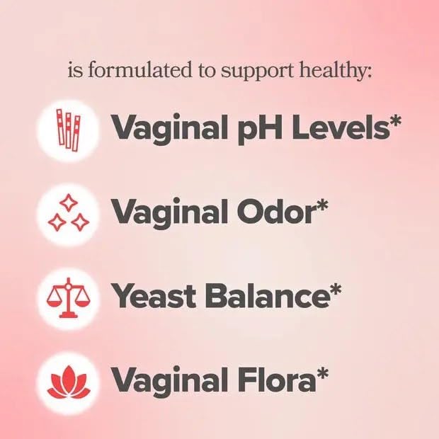 Image of Vaginal Probiotics for Women's pH Balance with Prebiotics & Lactobacillus Blend, Promotes Healthy Vaginal Odor & Flora, 60 Count