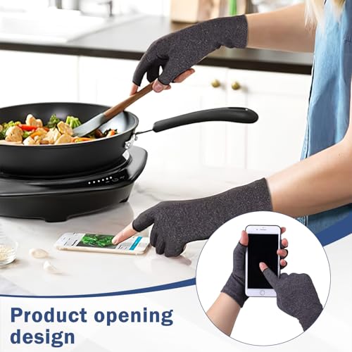 Image of TecoKart Compression Gloves for Arthritis - Bamboo Arthritis Gloves for Pain Relief, Rheumatoid and Osteoarthritis Support, Open Finger Design for Flexibility, Ideal for Men & Women