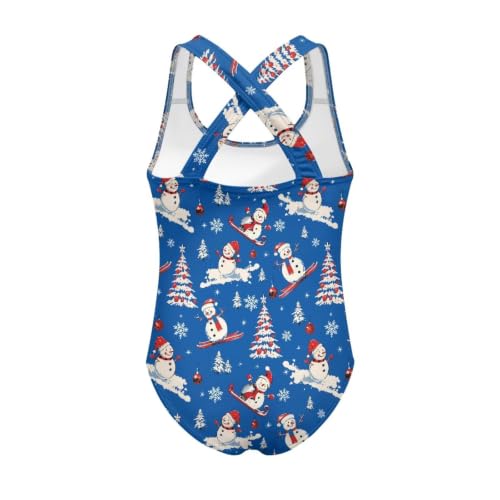 Image of Girls One Piece Swimsuits Quick Dry Beach Bathing Suit Crossback Swimwear 5-14 Years