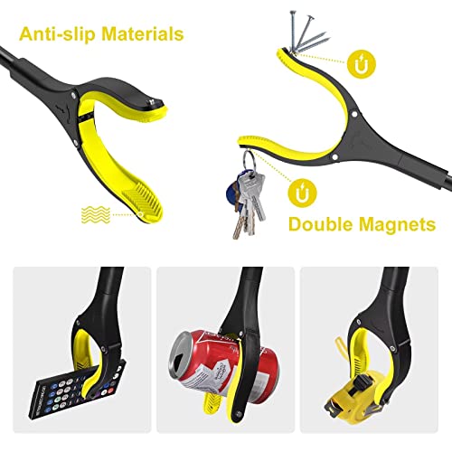 Rewkcy 37" Grabber Tool, Grabbers For Elderly Grab It Reaching Tool With Rotating Jaw +Magnets, 4" Wide Claw Opening Long Reacher Grabber Pickup Tool, Heavy Duty Grabber Reacher Tool #TOP2