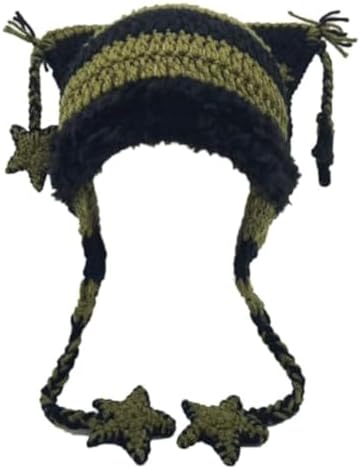 Beanies Cat Beanie Y2k Beanie Goth Knitted Hat Grunge Crochet Hats for Women y2k Accessories