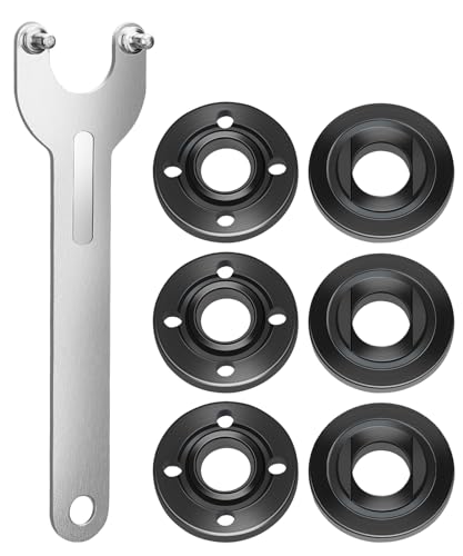 CHERALKEST 7Pcs Angle Grinder Nut Angle Grinder Wrench Kit 5/8-11 Flange Metal Lock Nut, Grinder Parts for DW Milwaukee Makita 193465-4 Compatible with Bosch Black & Decker Ryobi 4.5\" 5\" 5/8-11