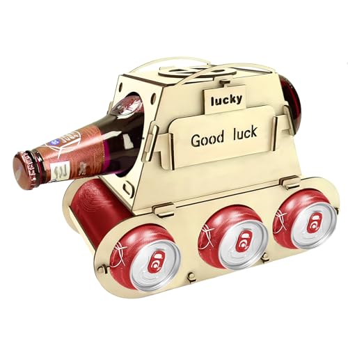 SI SEN Botellero Madera Tanques, Regalos Originales para Hombre, botellero, Regalos de Madera, Pequeño, Cumpleaños Hombre y Amantes de la Cerveza