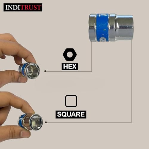 Image of Inditrust 10 Pcs 1 /2 inch Chrome Vanadium Socket Handle Set /Tool Box /Goti Pana for Automobiles /Bike /Car Repair /Home DIY Use (10,11,12,13,14,17,19, 21 & 24 mm)