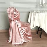 Tableclothsfactory Dusty Rose Silky Satin Universal Chair Covers Fits All Type of Chairs Event Dinning Slipcover for Wedding Party Banquet